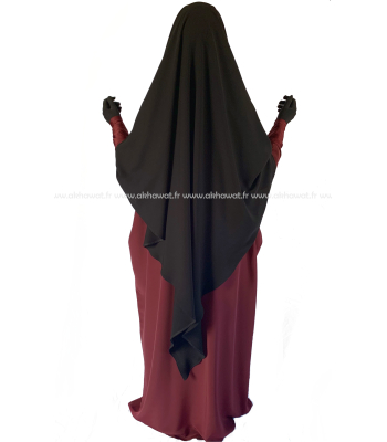 Extra-long tie back Khimar - Formal black - Light microfibre