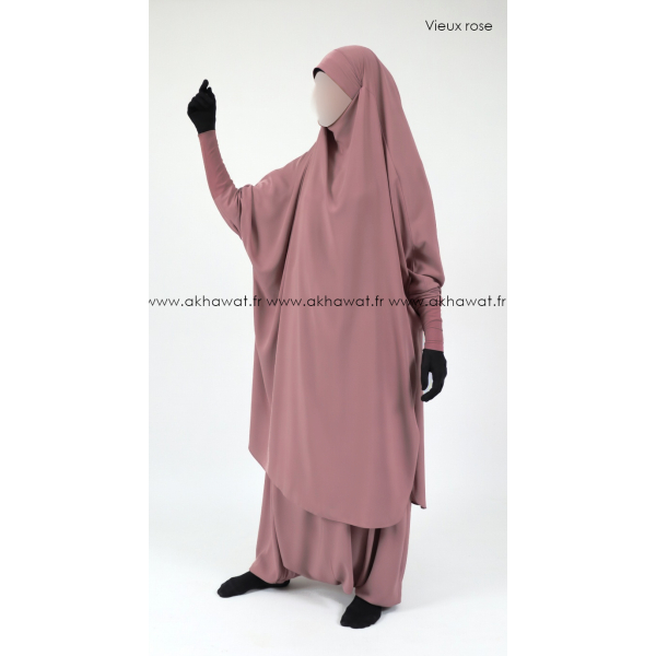Jilbab manches serrées - 2 pièces sarouel
