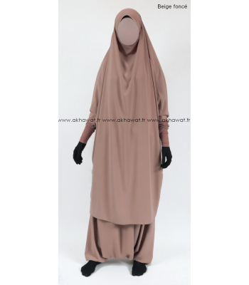 Jilbab manches serrées - 2 pièces sarouel