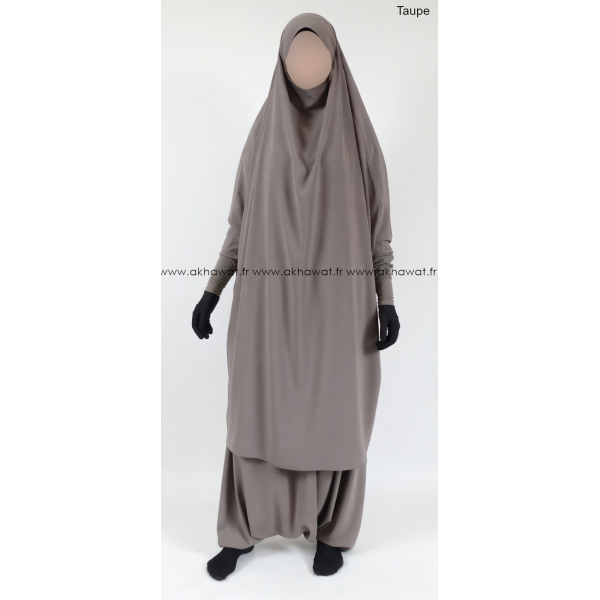 Jilbab manches serrées - 2 pièces sarouel