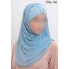 Hijab bonnet intégré croisé - Bi-matière
