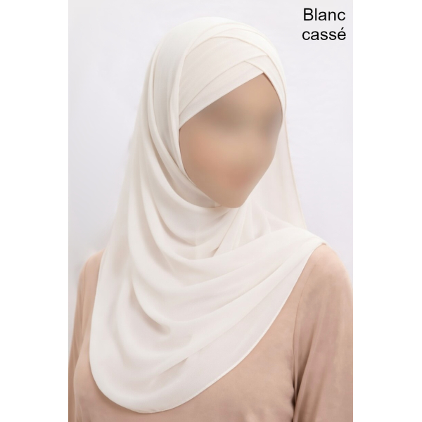 Hijab bonnet intégré croisé - Bi-matière