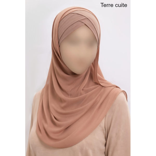 Ready to wear - Crossed hijab - Crepe & Viscose