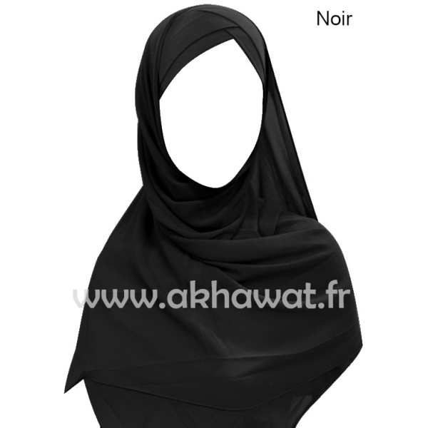 Hijab bonnet intégré croisé - Bi-matière